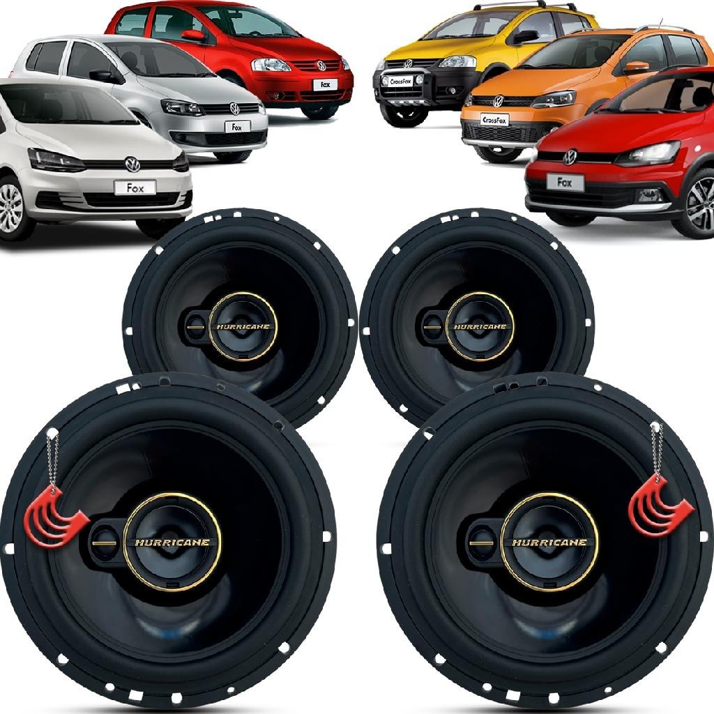 Kit Alto Falantes Dianteiros e Traseiros Volkswagen Fox Crossfox 2003 a 2022 - Hurricane Aurum 480w - Spare Parts and Accessories for Vehicles