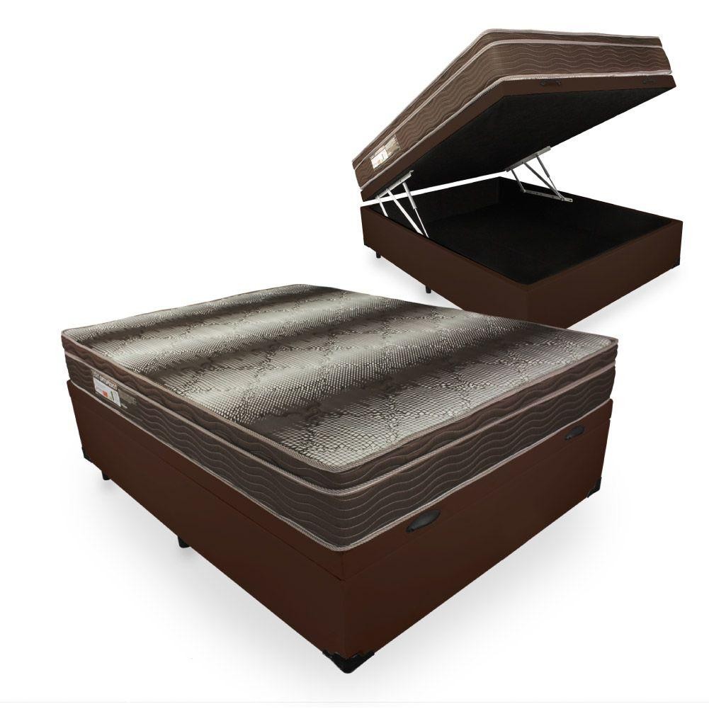 Cama Box Com Baú Casal + Colchão De Espuma D28 - Ortobom - Light Ortopédico 138x188x67cm - Home & Living