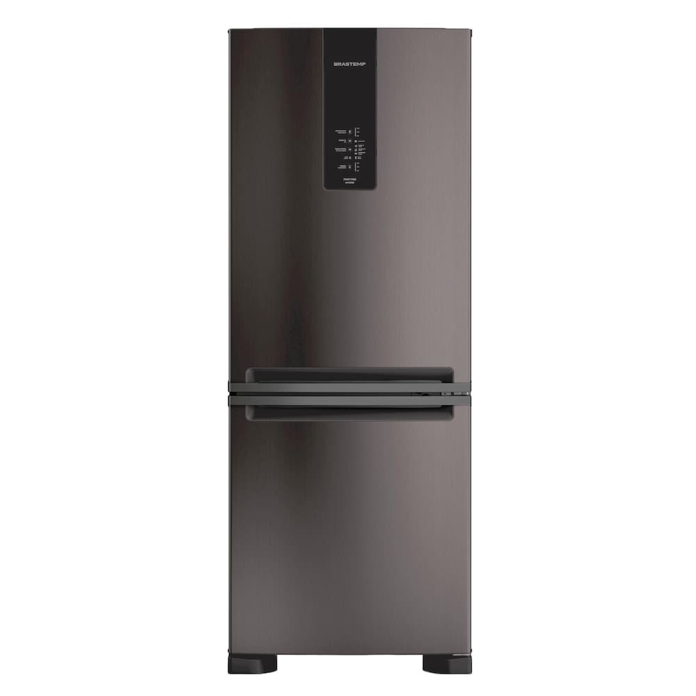 Geladeira Brastemp BRE57FE Frost Free Inverse c Painel Digital Turbo Freezer e Ice Black Inox  447 L - Home Appliances
