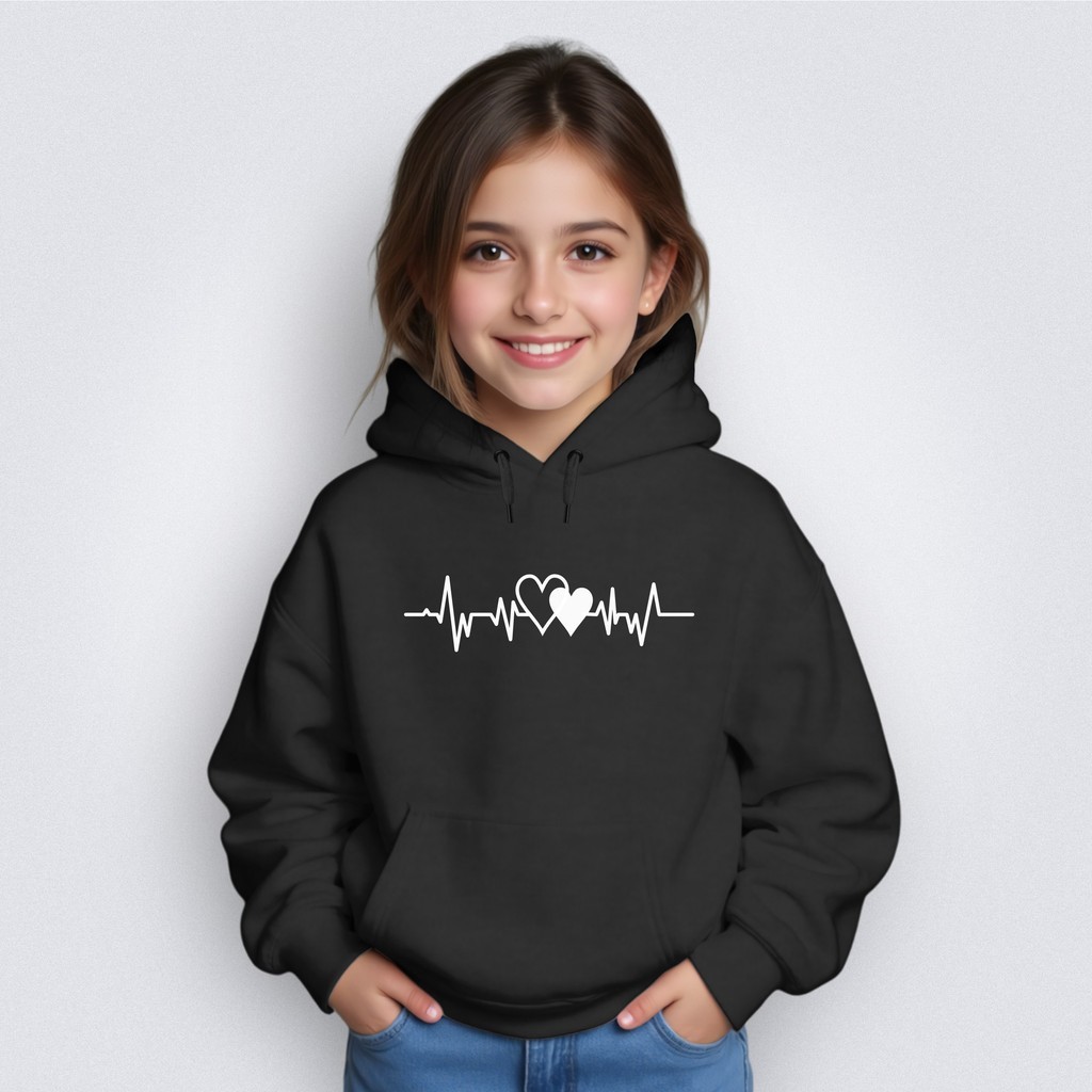 Moletom Infantil Blusa Bolso Canguru Traçado Coração Menino Menina Criança