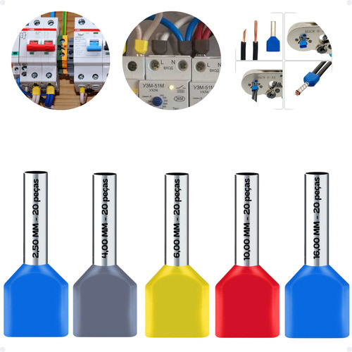 Kit Terminal Tubular Ilhós Duplo 2,5 4,0 6,0 10 16mm 100 Pçs em Oferta na Shopee