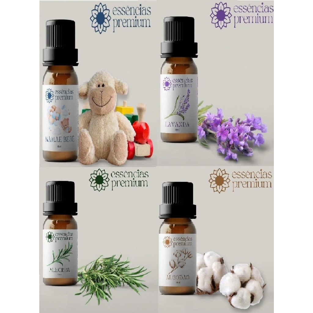 Kit 04 Essências mais vendidas Para Aromatizador e Difusor de Ambiente 15 ml em Oferta na Shopee