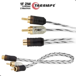 Cabo Y 1F 2M 1 Fêmea 2 Machos Injetado RCA Flexível Transparente Taramps para Som Automotivo