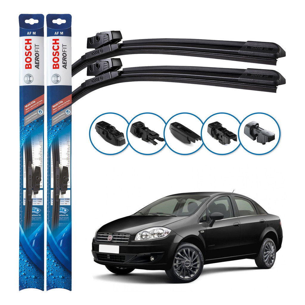 Par de Palhetas Limpador Parabrisa Multiclip Original Bosch Fiat Linea 2008 A 2016