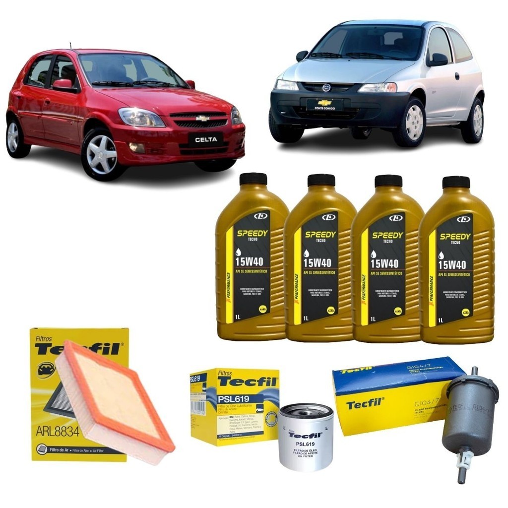 Kit Troca De Oleo E Filtros Celta Prisma 1.0 1.4 15w40 Semisintetico revisão completa original GM em Oferta na Shopee
