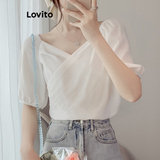 Lovito Blusa Plissada Casual Lisa Plissada Para Mulheres LNE42321