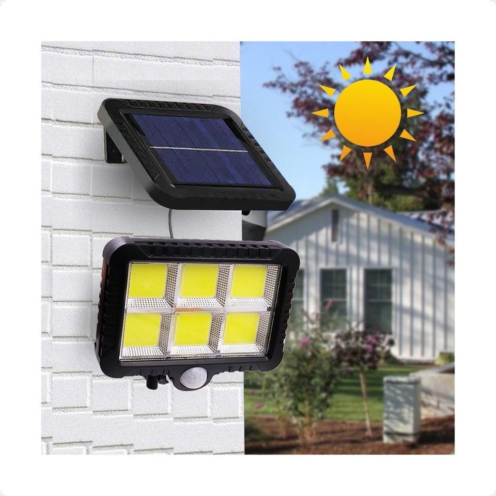 Luminária Solar de Parede 120 Cob 24W Sensor Presença Com 3 Funções em Oferta na Shopee