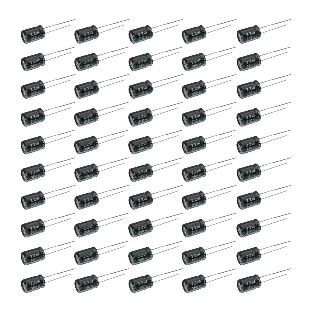 50x Capacitor Eletrolítico 2,2uf x 350v 105º Kit c/50 Peças
