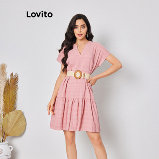 Lovito Vestido Casual Simples Com Babados Para Mulheres LBL08467
