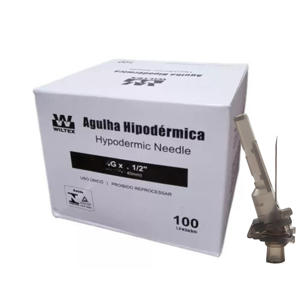 AGULHA HIPODERMICA 27G COM DISPOSITIVO DE SEGURANÇA 13X40 (27GX1/2) CAIXA COM 100 UNIDADES - WILTEX