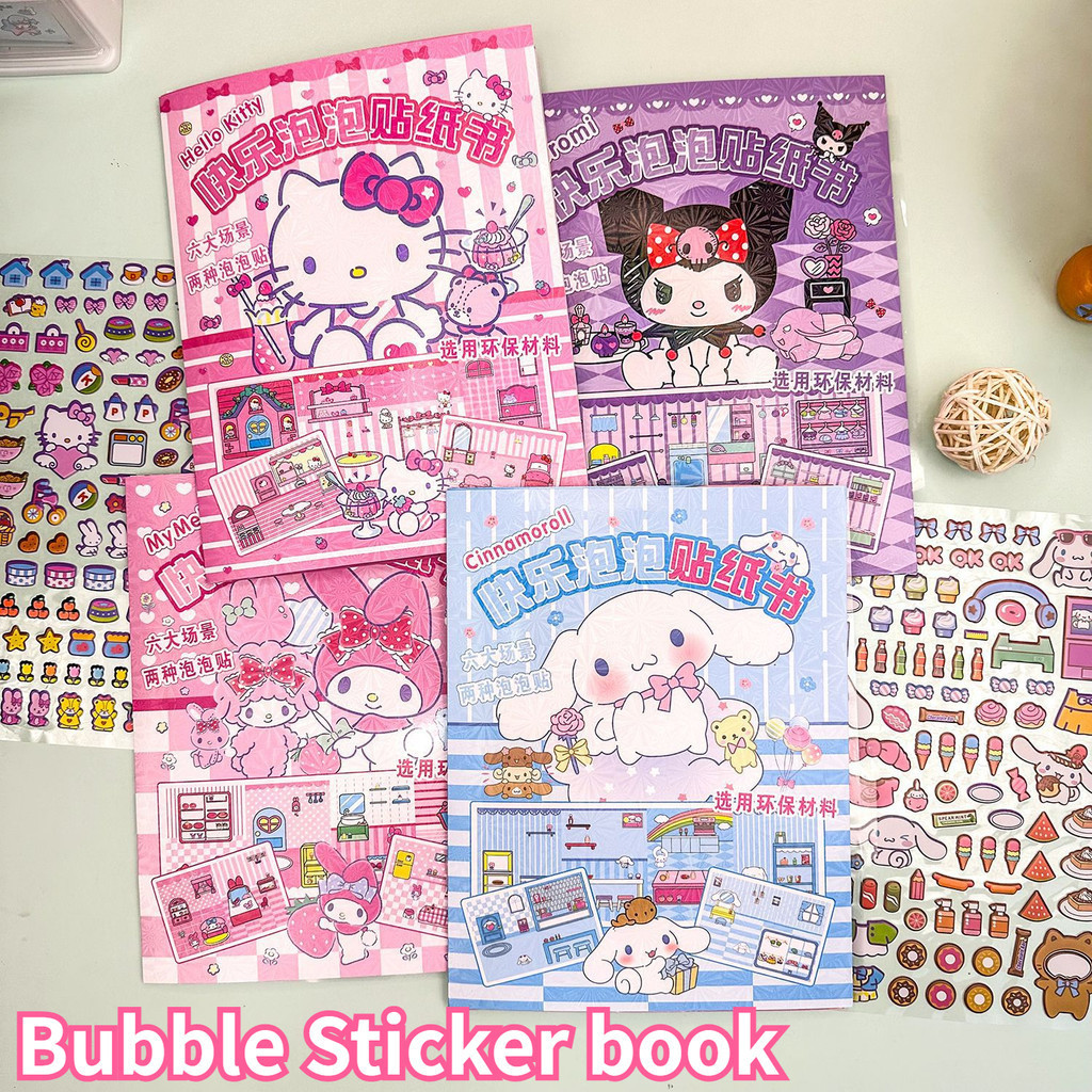Fofo Sanrio Minha Melodia Vestir Livro De Adesivos Hello Kitty Adesivo Anime À Prova D'águ...