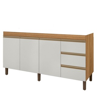 Balcão Gabinete Para Pia 160cm Sem Tampo Karen P14 Nature/Off White - Mpozenato em Oferta na Shopee