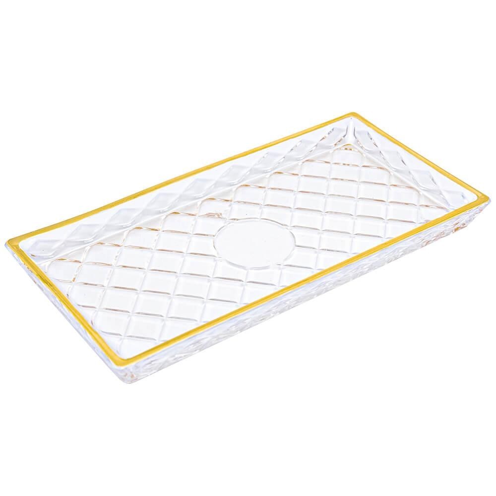 Travessa Bandeja De Vidro Retangular Diamond Fio De Ouro - Lyor em Oferta na Shopee