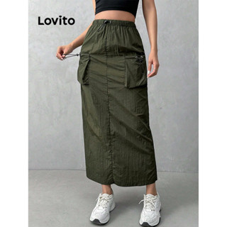 Lovito Saias Casuais Com Bolso Liso E Cordão Para Mulheres LBL08334