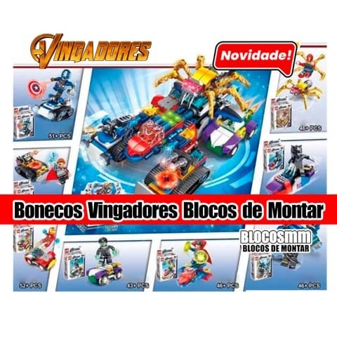 KIT DE 10 Blooco De Montar Vingadores  Marvel Heroi De Ação
