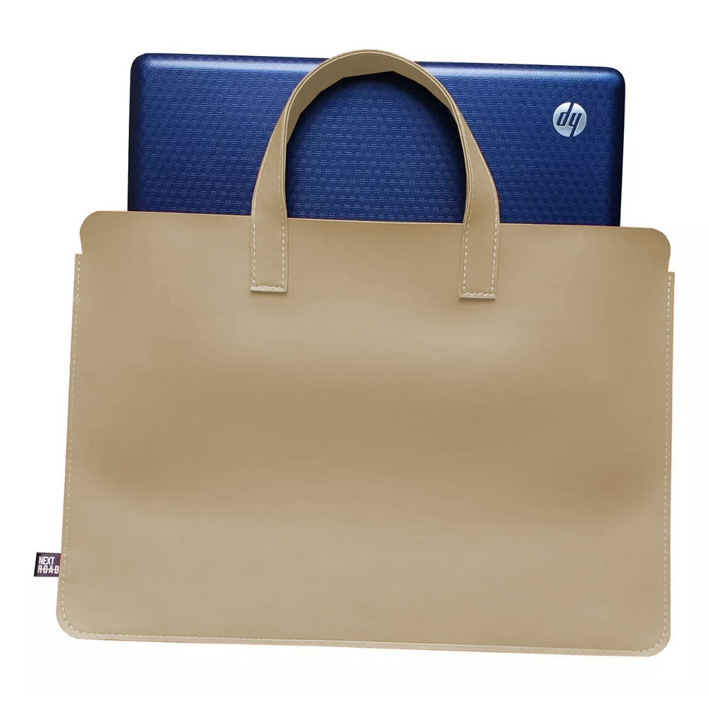 Sacola com Alça Para Notebook Couro Sintético Bege Claro