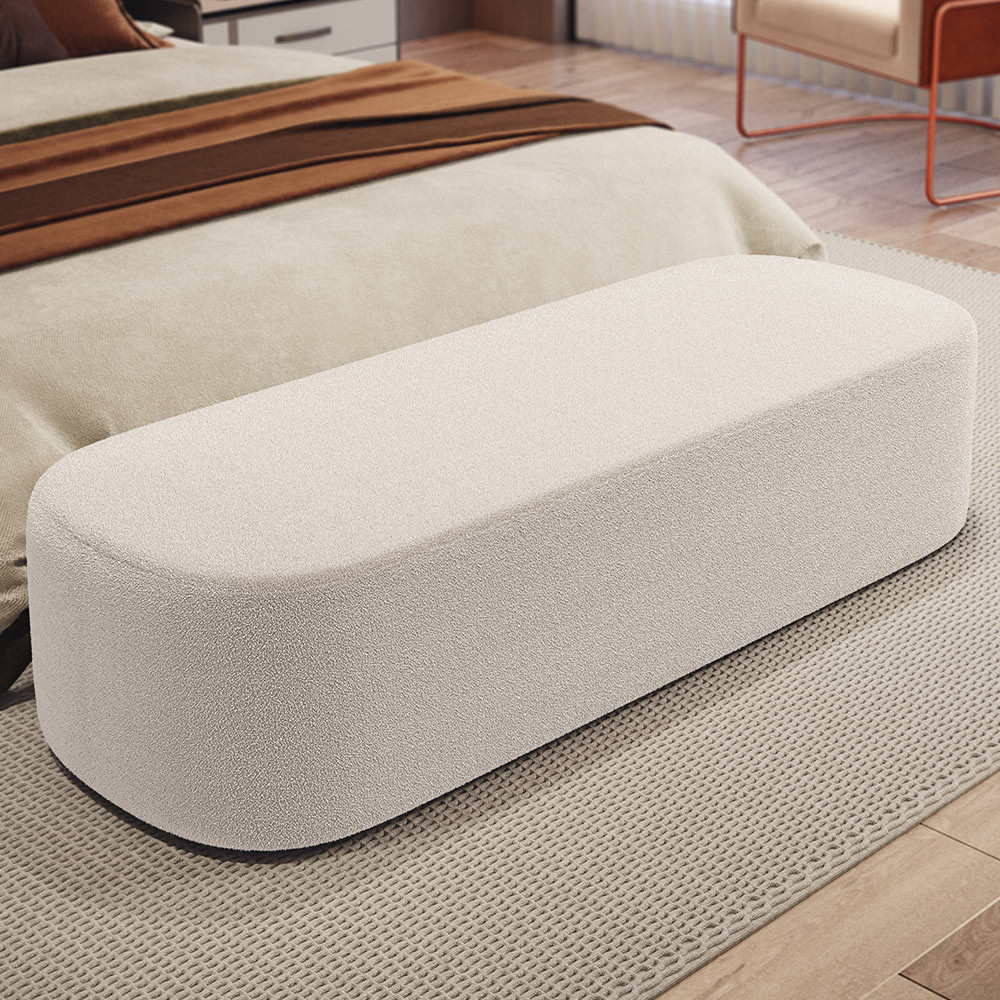 Puff Decorativo Orgânico para Living Quarto 195cm Doha W01 Bouclê Creme - Lyam Decor em Oferta na Shopee