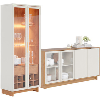 Kit Para Sala de Jantar Buffet Áustria C04 com Cristaleira Malibu Freijó Off White - Lyam Decor em Oferta na Shopee