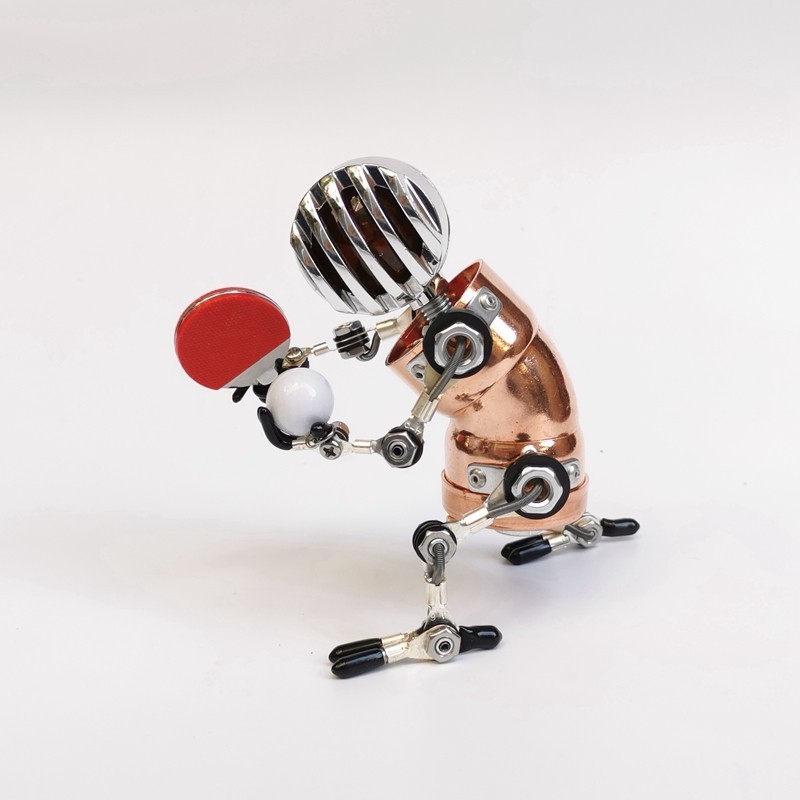 Robô Steampunk Robô Desktop Ornamentos Criativos Artesanais Decoração Industrial Estilo Tênis de Mesa Bola Esportiva Arena