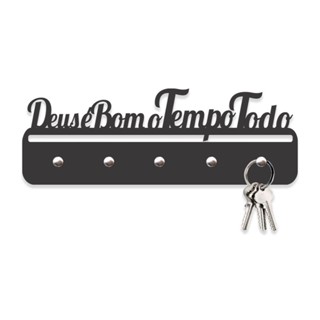 Porta Chaves Deus é Bom em Mdf Vazado de 3mm Preto Fosco em Oferta na Shopee