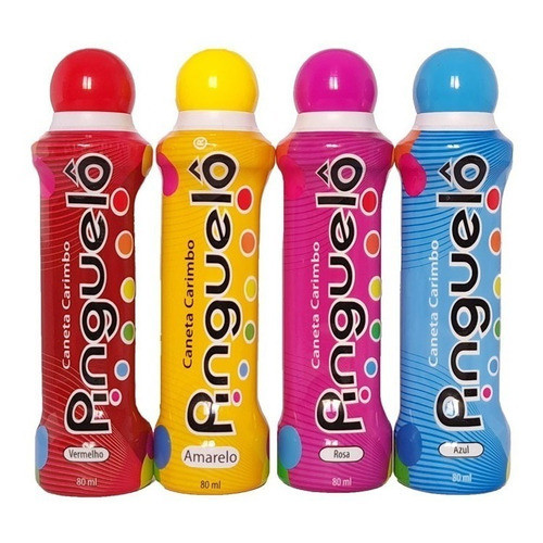 Kit 4 Caneta Bolinha Pinguelô De 80ml Marcador De Bingo