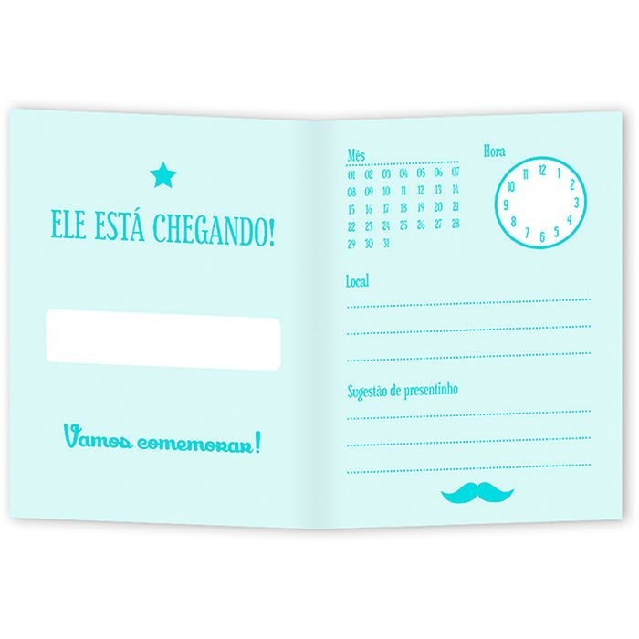 Convite de Chá de Bebê Homenzinho - 10 unidades - Regina - Rizzo - Home & Living