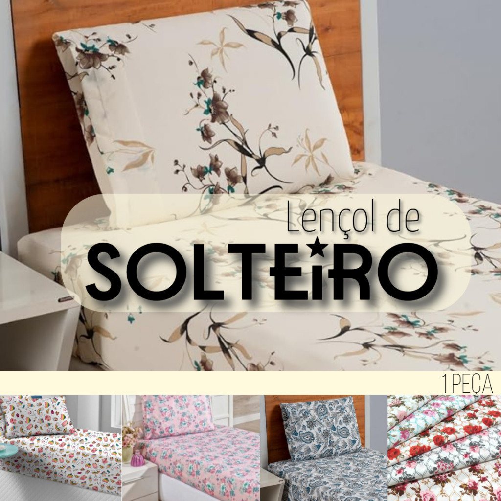 Lençol Solteiro Avulso - Microfibra Estampado com Elástico em Oferta na Shopee