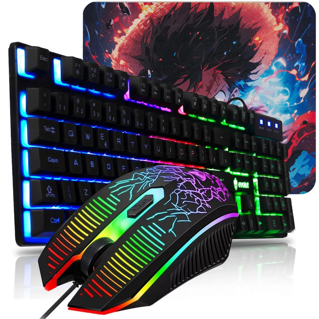 Kit Gamer TEclado Led BackLight iluminado + Mouse Gamer Led 3600dpi + Pad Speed