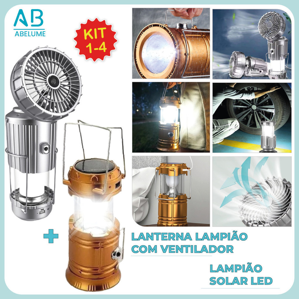 Lanterna Lampião com LED c/ Placa Solar embutida Recarregável usb e tomada Bivolt 2 Modelos em Oferta na Shopee