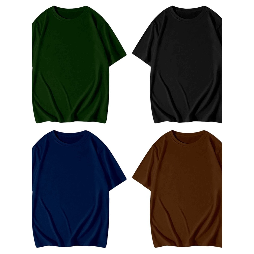 Blusa Sem Estampa Básica Larga Lisa Camiseta Sortidas Kit Peças Quatro Camisa Conjunto T Shirt