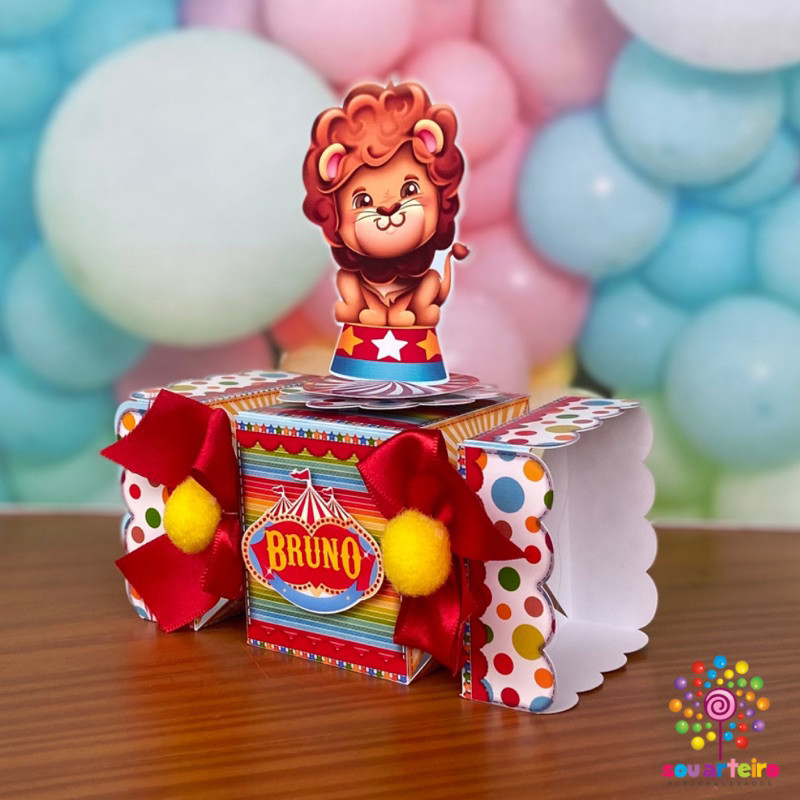 Caixa Bala Circo 3D - Personalizado - 10 UNIDADES – Lembrancinha personalizada para Festa infantil - vários temas