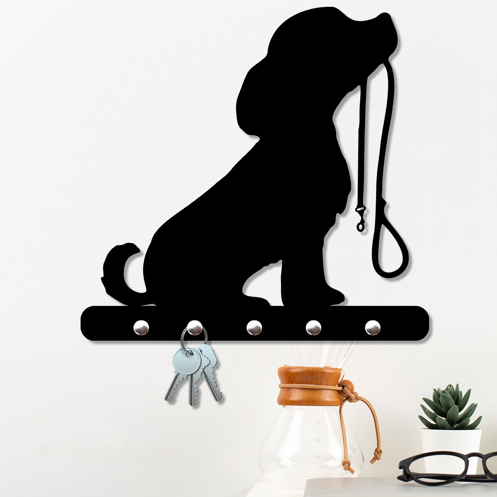 Porta Chaves de Parede Cachorro e coleira Decorativo em MDF PRETO 3mm em Oferta na Shopee