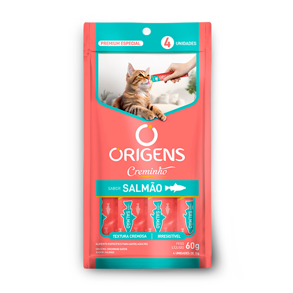 Petisco Origens Creminho Para Gatos Sabor Salmão 60g em Oferta na Shopee