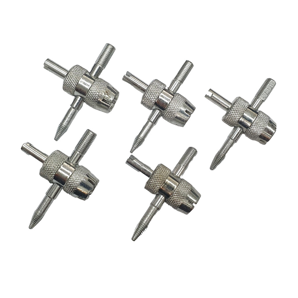 Kit 5 Chave Saca Válvula Extrator Pneu Carro Moto 4x1 Ômega
