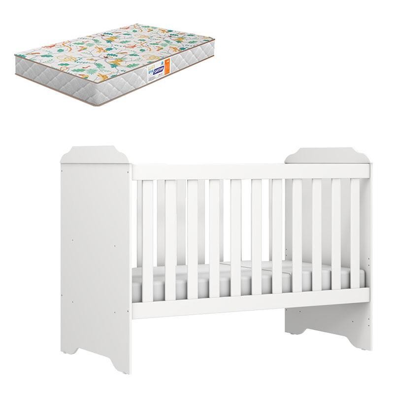 Berço Americano Mini Cama Mel Branco Brilho com Colchão Gazin - Carolina