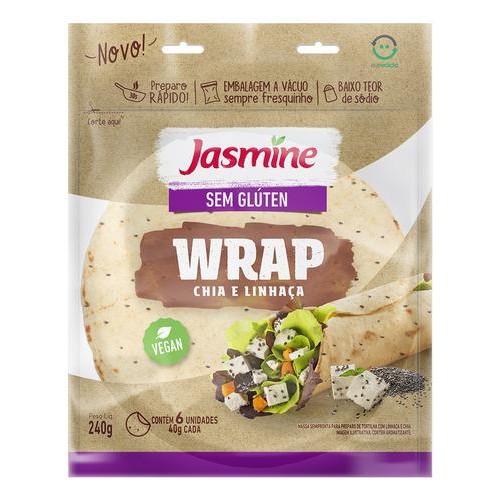 Jasmine Wrap Chia E Linhaça Sem Glúten 240G em Oferta na Shopee