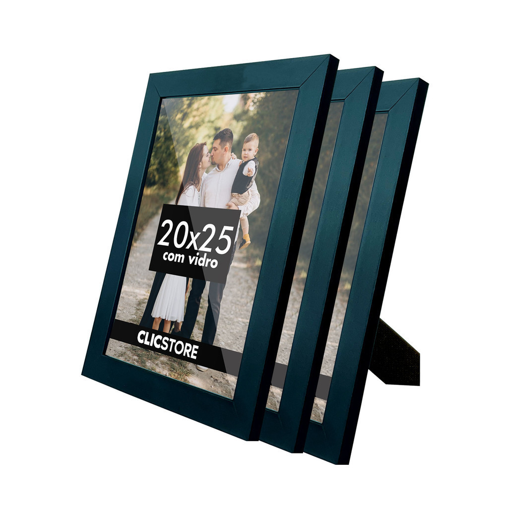 Kit 3 Porta Retrato 20x25 Com Vidro Quadro Gravata Imagem Decoração Aparador