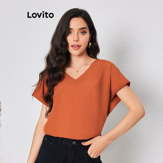 Lovito Blusa Básica Lisa Casual Para Mulheres LBL08031