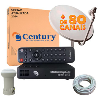 KIT RECEPTOR MIDIABOX CENTURY - SE + ANTENA + LNBF SIMPLES + CABO