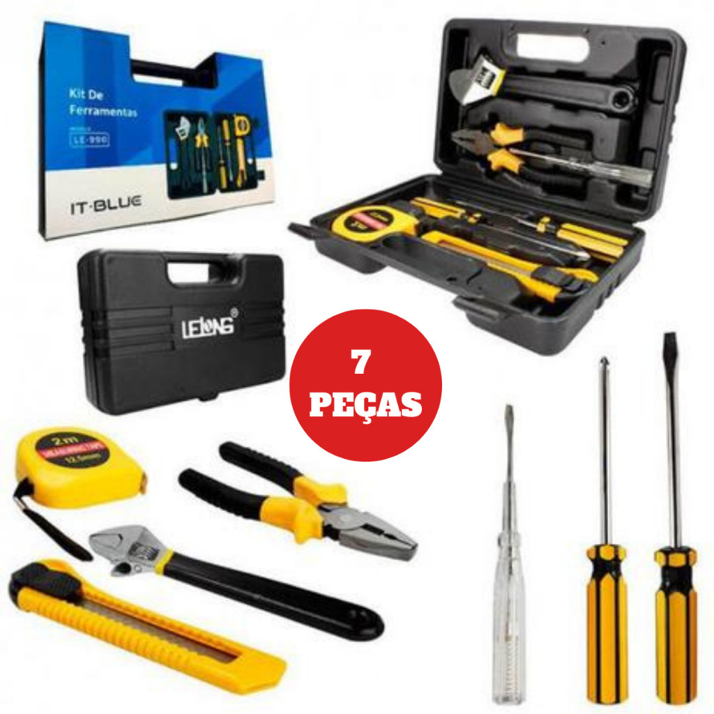 Kit Ferramentas Jogo de Ferramentas Com Maleta It-Blue Lelong Ferramentas Essenciais Original - 7 Peças