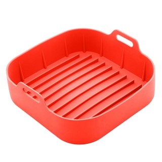 Forma Quadrada Lyor de Silicone para Air Fryer Vermelha
