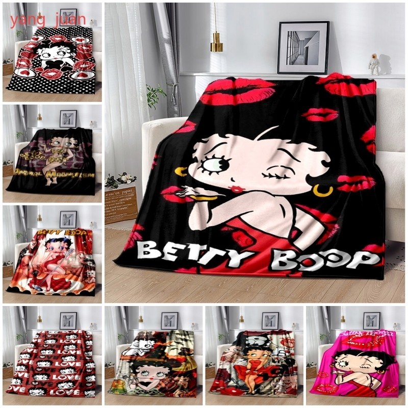 Desenho Animado Betty Boop Blanket Para Camas Caminhada Picnic Thick Quilt Fashionable Bedspread Fleece Lança Manta Queen Size