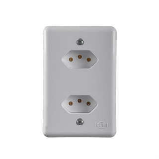 Conjunto com 2 Tomadas 2P+T 10A 250V Separadas Monobloco Linha Stylus Ilumi