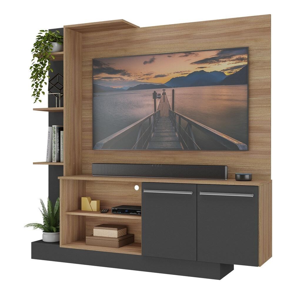 Estante Home Theater com Suporte P/TV até 55'' Denver Multimóveis Duna/Preto em Oferta na Shopee