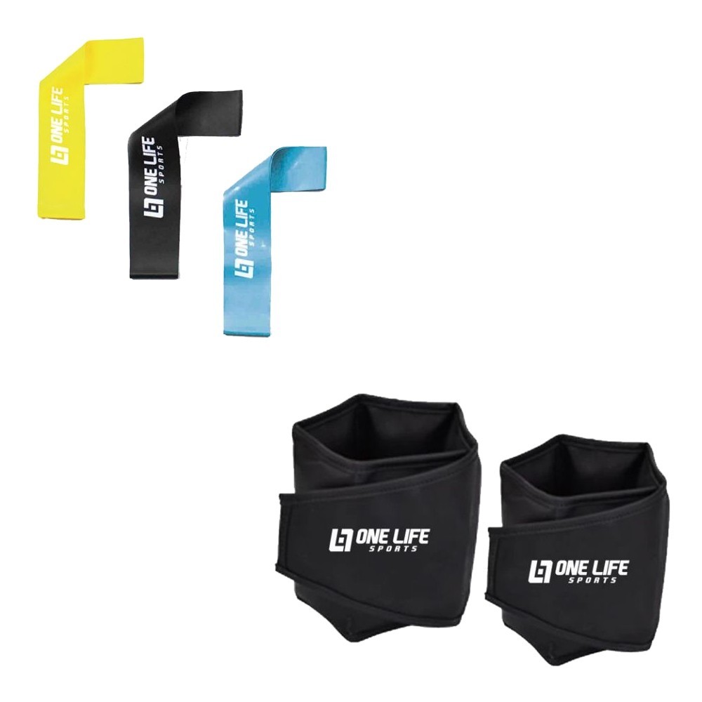 Kit Funciona P/ Yoga/Pilates/Treino em Casa Mini Band + Par De Caneleira 5 Kg
