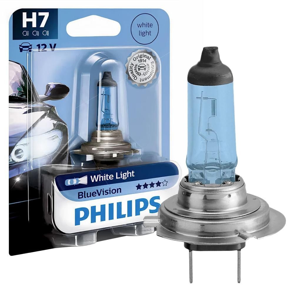 Lâmpada Farol Philips Bluevision Azul H7 12v 55w 12972bvb1 - Spare Parts and Accessories for Vehicles