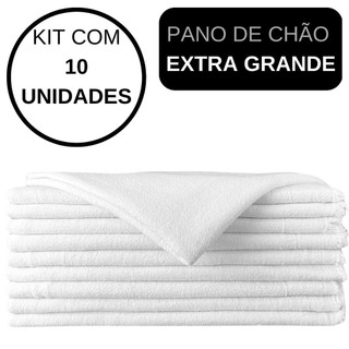 Kit 10 Pano De Chão Branco Grande Saco Duplo Algodão Atacado 65 X 45 Premium