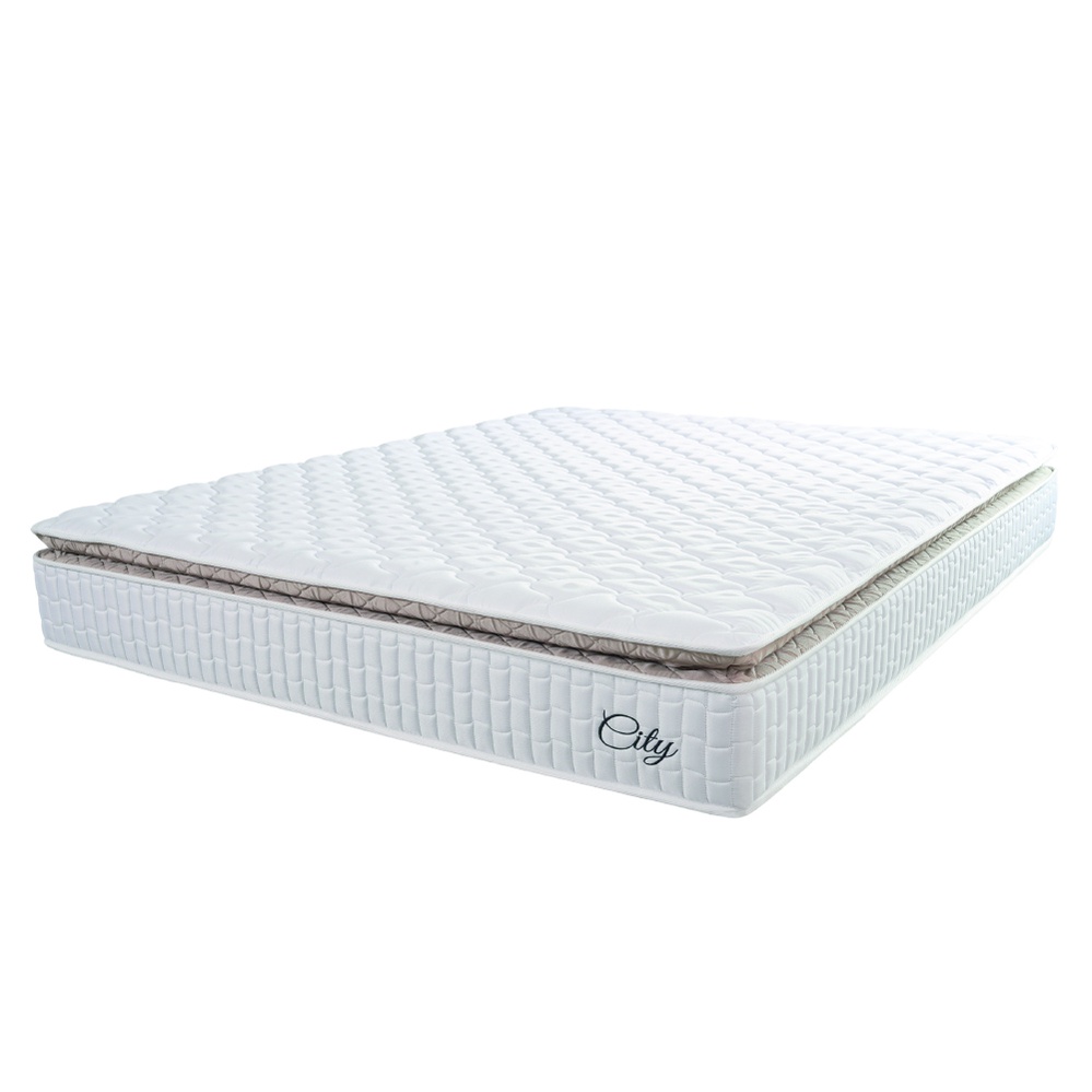 Colchão Casal Queen Molas Ensacadas City Pillow Top 158x198x23cm Branco/Bege Hellen - Suporta até 110kg por Pessoa em Oferta na Shopee