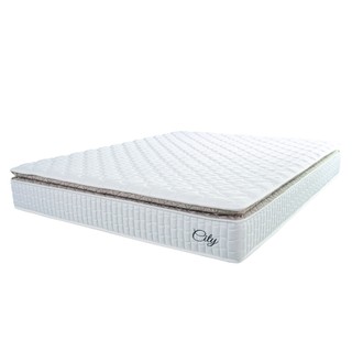 Colchão Casal Molas Ensacadas City Pillow Top 138x188x23cm Branco/Bege Hellen - Suporta até 110kg por Pessoa em Oferta na Shopee
