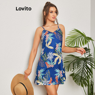 Lovito Vestido Básico Boho Tropical Com Zíper Para Mulheres LBL08111